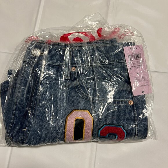 Wild Fable Women's Low-Rise Denim Mini Skirt Medium Wash Patches 10 - Picture 5 of 6